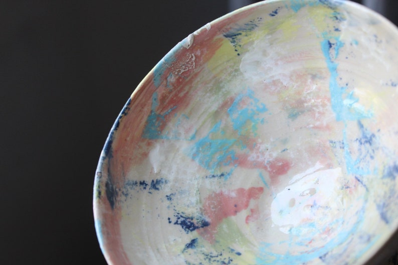 Bowl with multicolored foot image 3