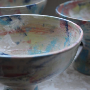 Bowl with multicolored foot image 2