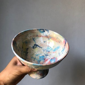 Bowl with multicolored foot image 6