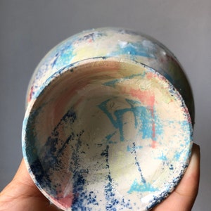 Bowl with multicolored foot image 4