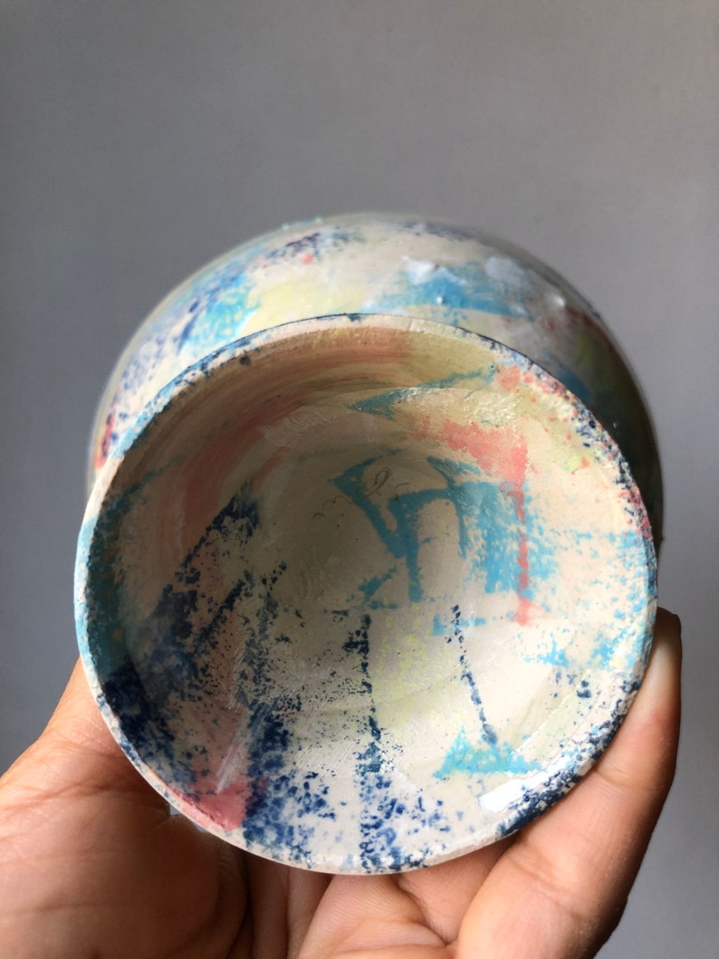 Bowl with multicolored foot image 4