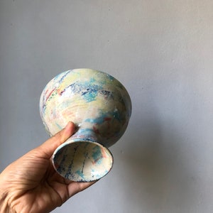 Bowl with multicolored foot image 8