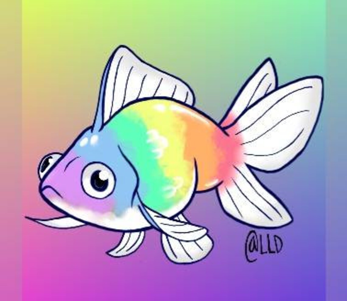 Cute Rainbow Goldfish Sticker Etsy