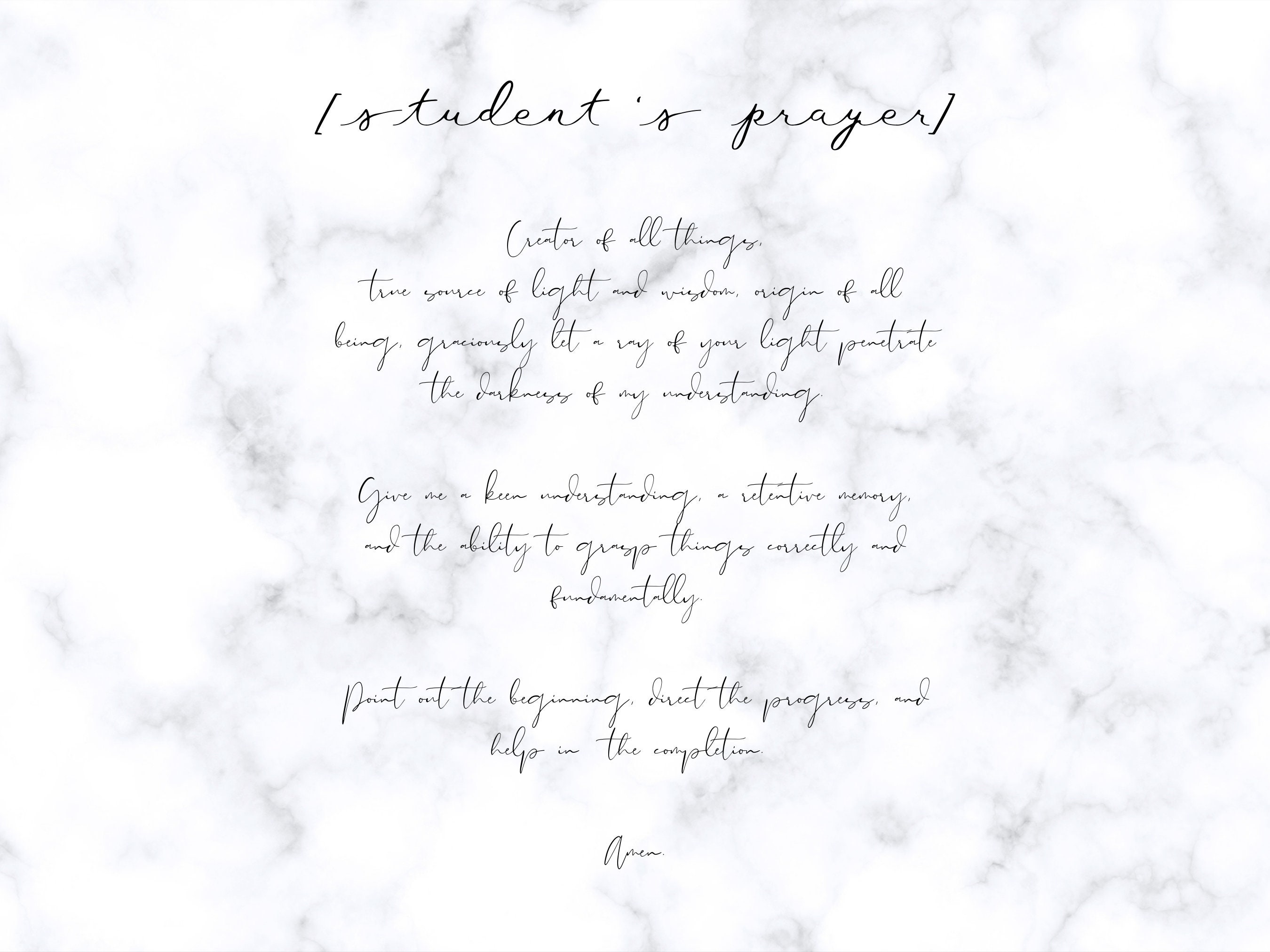 Student's Prayer Printable Catholic Prayer Download St | Etsy