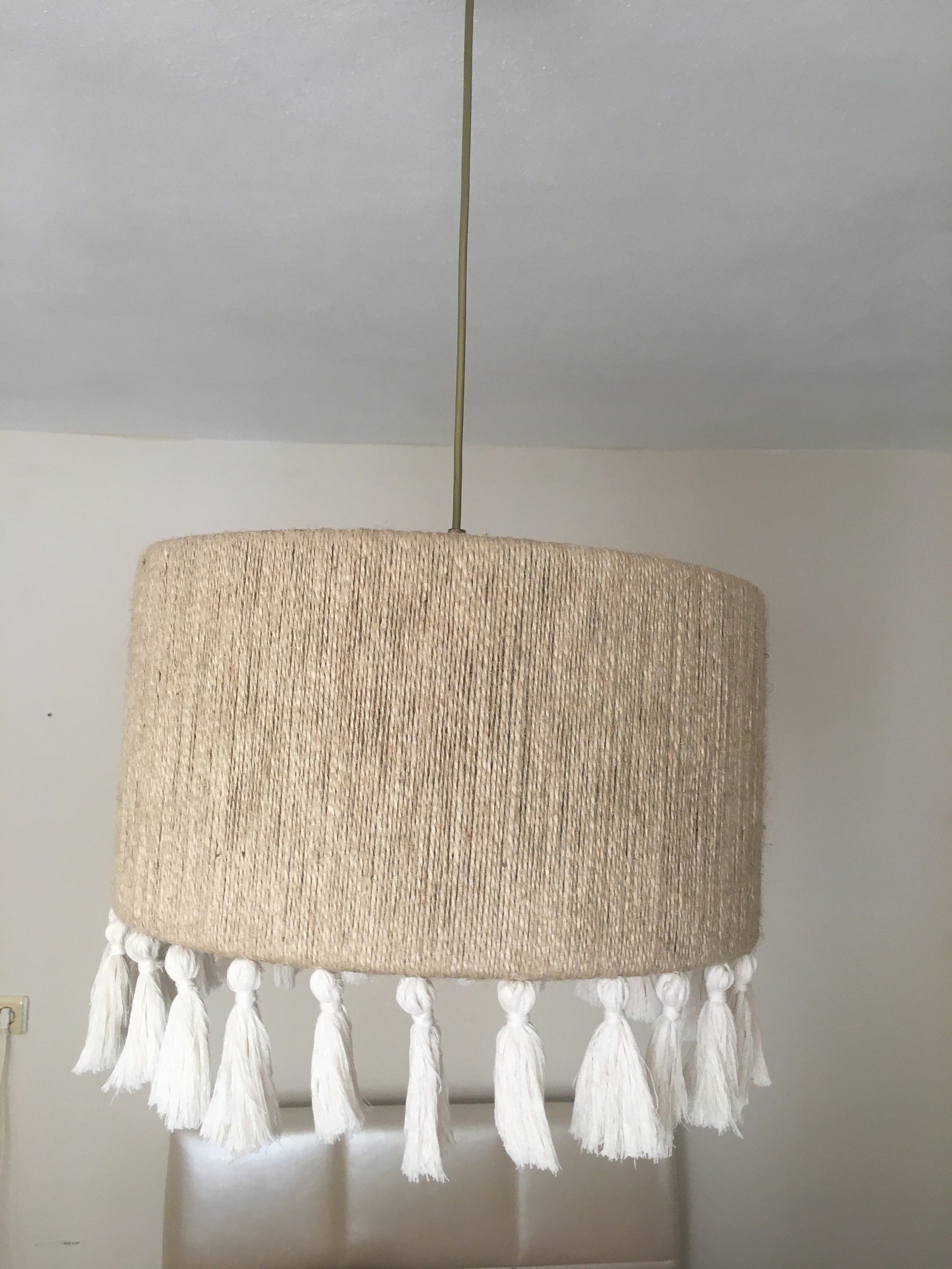 Hand Made Jute Lamp Large Jute Lamp Jute Tassel Jute Etsy