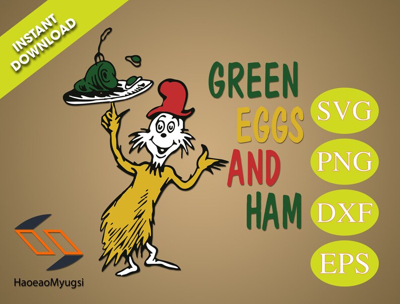 Dxf Instant Download Svg Eps Png Green Eggs /& Ham Dr Seuss Cricut files,Clip Art Digital Files