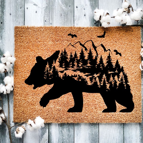 Bear Mountain Bird Camping, Christmas Gift, doormat, Housewarming Gift Door Mat, Closing gifts, Funny Front Doormat, Customize Doormat  1129