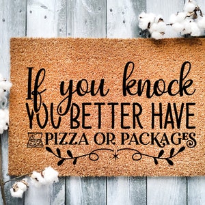 Funny Coir Doormat: Pizza or Packages Welcome Mat