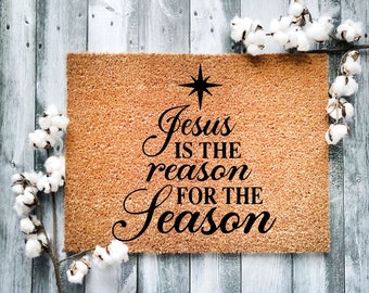 Jesus Is The Reason Coir Doormat: Religious Christmas Welcome Mat
