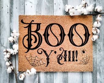 Halloween door mat, funny doormat, new home gift, witch doormat, Boo Y'all, 7002