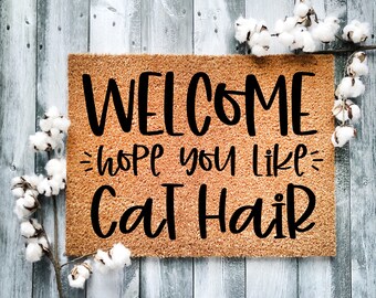 Funny Cat Hair Doormat: Housewarming Welcome Mat