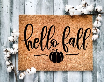 Hello Fall Pumpkin Doormat: Autumn Porch Decor