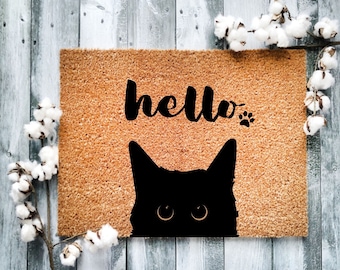 Hello Cat Doormat: Funny Cat Lover Gift