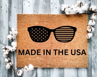 Door Mat Made In The USA, Welcome Door Mat, Welcome Guests with All-American Pride, Closing Gift, Housewarming Door Mat, Personalized Gift