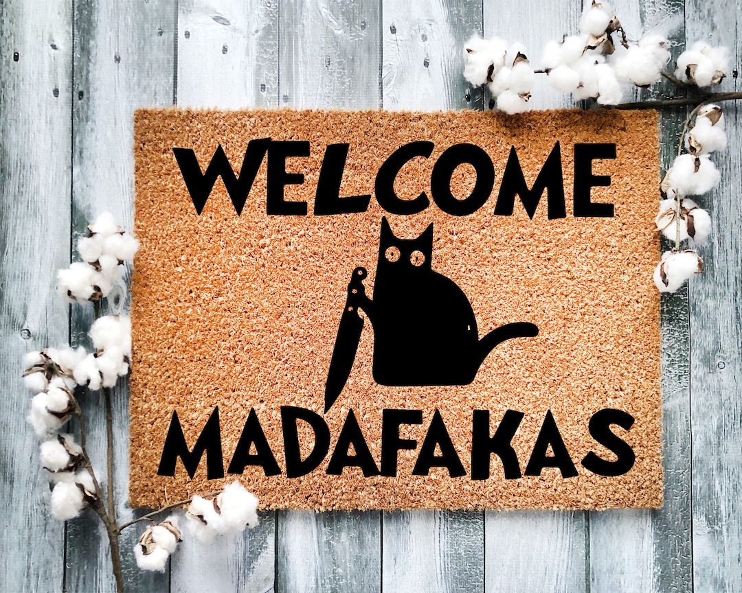 Hello Madafakas Cat Doormat Funny Cat Doormat Housewarming Etsy