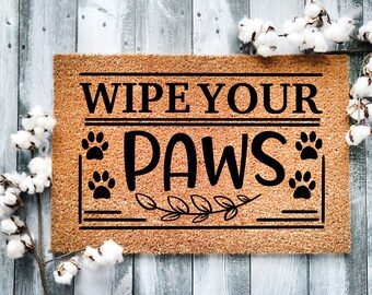 Funny 'Wipe Your Paws' Coir Doormat: Pet Welcome Mat