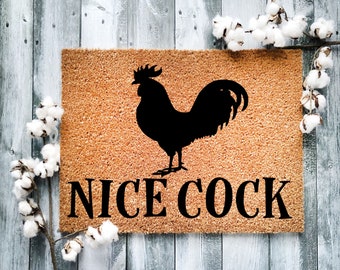 Nice Cock Doormat, Animal Customized Chicken Doormat, Custom Door Mat, Housewarming Gift, Funny Welcome Doormat, Custom Coir Door mat, 1166