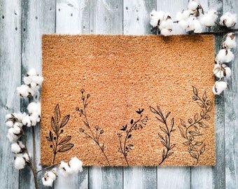 Door Mat Flowers, Cute Gift, Flower Lovers Gift, Closing Gift, Housewarming Door Mat, Personalized Gift, Birthday Gift, Anniversary Gift