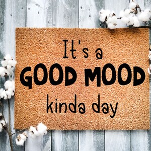 Good Mood Coir Doormat: Housewarming Welcome Mat, Personalized