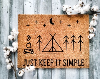 Camping Coir Doormat: RV, Tent, Mountain Decor