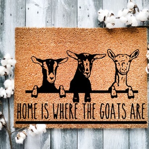 Home Is Where The Goats Are Doormat, Housewarming Gift, Welcome Doormat, Front Doormat, Customize Funny Doormat, Gift for home, doormat 1107