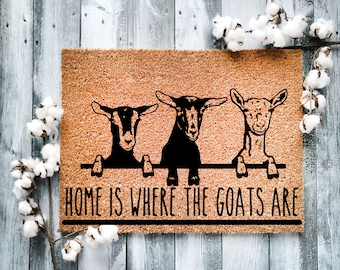 Home Is Where The Goats Are Doormat, Housewarming Gift, Welcome Doormat, Front Doormat, Customize Funny Doormat, Gift for home, doormat 1107