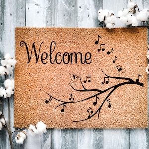 Music Notes Welcome Doormat: Coir Porch Decor
