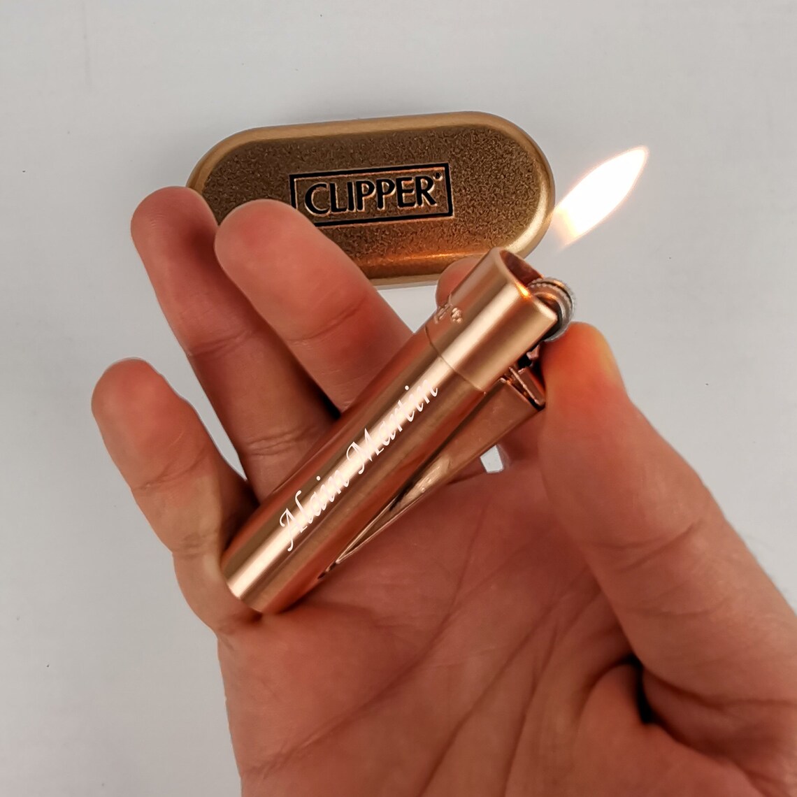 Customizable Rose Gold Metal Lighter Etsy