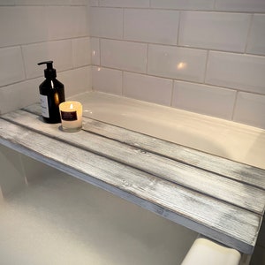 Handmade Wooden Bath Tray, Bath Board,  Barn Wood Finish Grey washed