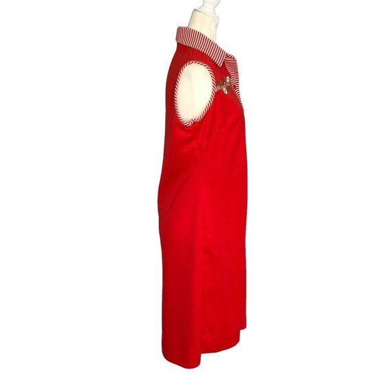 Vintage 60's Sleeveless Shift Dress | Red White S… - image 3