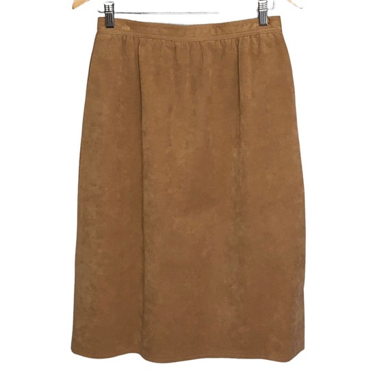 Vintage 70's Blassport Suede Straight Skirt | Tan… - image 2