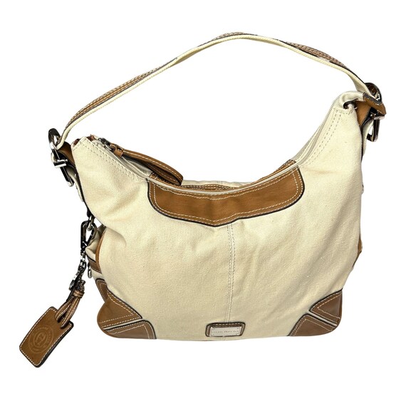 Y2K Etienne Aigner Canvas Hobo Shoulder Bag Leather Purse Key Fob