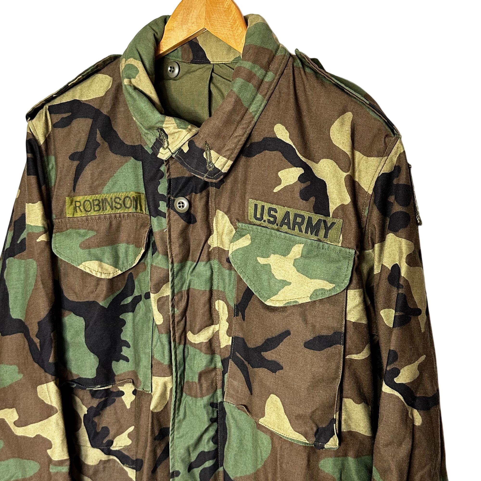 Vintage US Army M65 Field Jacket Woodland Camo Airborne 82nd Patch