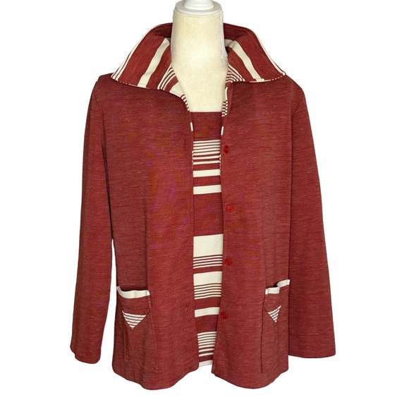 Vintage 70s Stripe Knit Twin Set | Sleeveless Top… - image 1