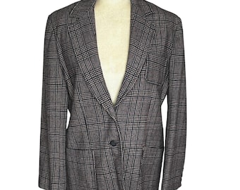 Vintage 70s Glend Palid Blazer Wool Tweed Navy Burgundy Medium