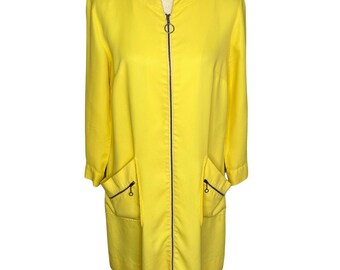 Vintage 60s Shift Dress | O-ring Zipper | Women&#39;s Small | Beach Cover-up Yellow | A-Line | Serafino of Miami | Mod | Pockets | *READ