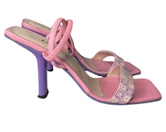 purple kitten heel boots