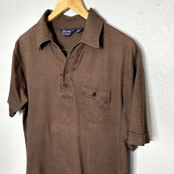 Vintage 80s Arrow Tournament Polo Shirt Brown Men… - image 2