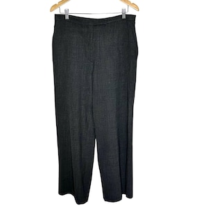 Vintage 90s Wool Trousers Size 12 Casual Corner Charcoal Gray Lined Stretch Dress Pants Office Workwear Career Minimalist Fall Winter