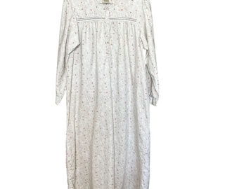 Vintage Laura Ashley Floral Nightgown Dress | Long Sleeve Cotton | Prairie Size Medium