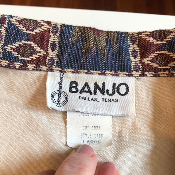 Vintage 80's Banjo Aztec Cropped Jacket | Western… - image 9
