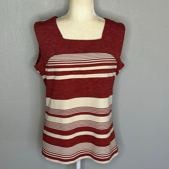 Vintage 70s Stripe Knit Twin Set | Sleeveless Top… - image 2