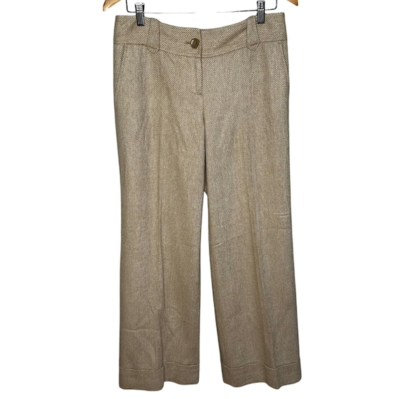 Ann Taylor, Vintage 00s Ann Taylor LOFT Wool Blend Wide Leg Trouser Sz 8 Cuffed Tweed