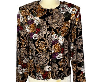 Blusa floral vintage, chaqueta, talla 10, estampado barroco, Norton McNaughton
