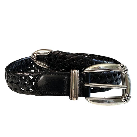 Fossil Black Braided Woven Leather Belt | Size Small | Vintage Y2K Western