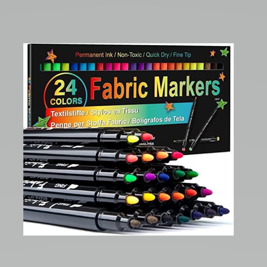 Fabric Markers Permanent for Clothes, 24 Colors Fabric Pens Permanent No  Bleed, Fine Tip Fabric Paint Pens Paint Markers for Kids, Non-toxic 