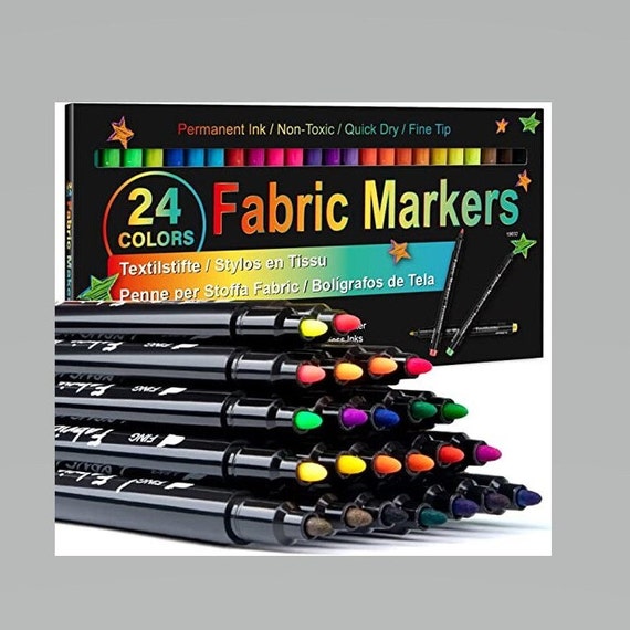 Fabric Markers Permanent for Clothes, 24 Colors Fabric Pens Permanent No Bleed, Fine Tip Fabric Paint Pens Paint Markers for Kids, Non-Toxic Markers