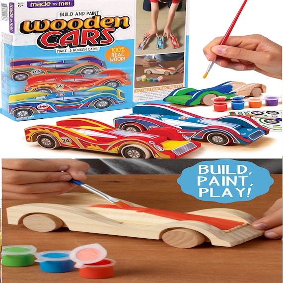 Made by Me Build & Paint Your Own Wooden Cars DIY Wood Craft Kit