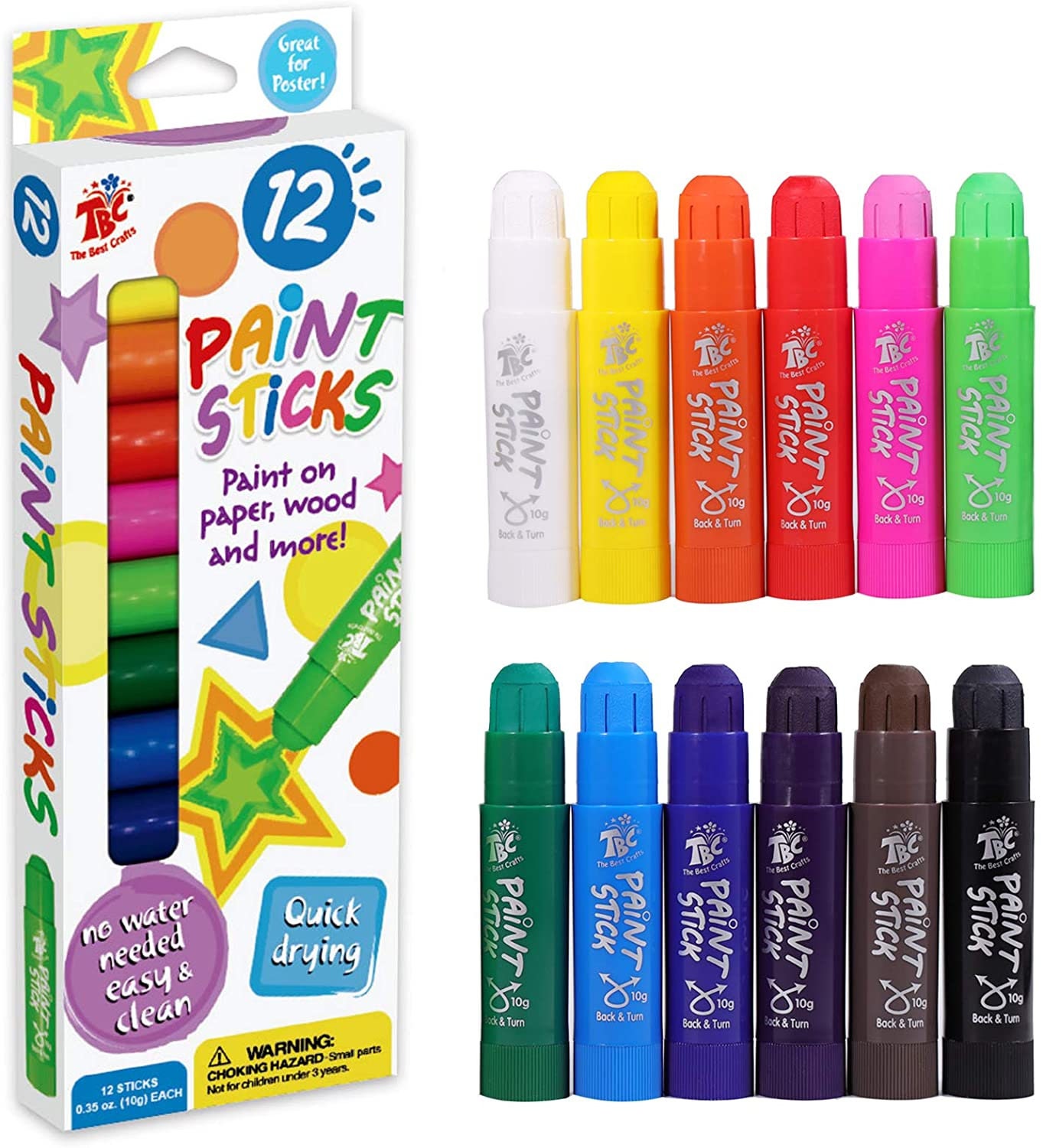 Tempera Paint Sticks12 Classic Colors WashableNon Etsy