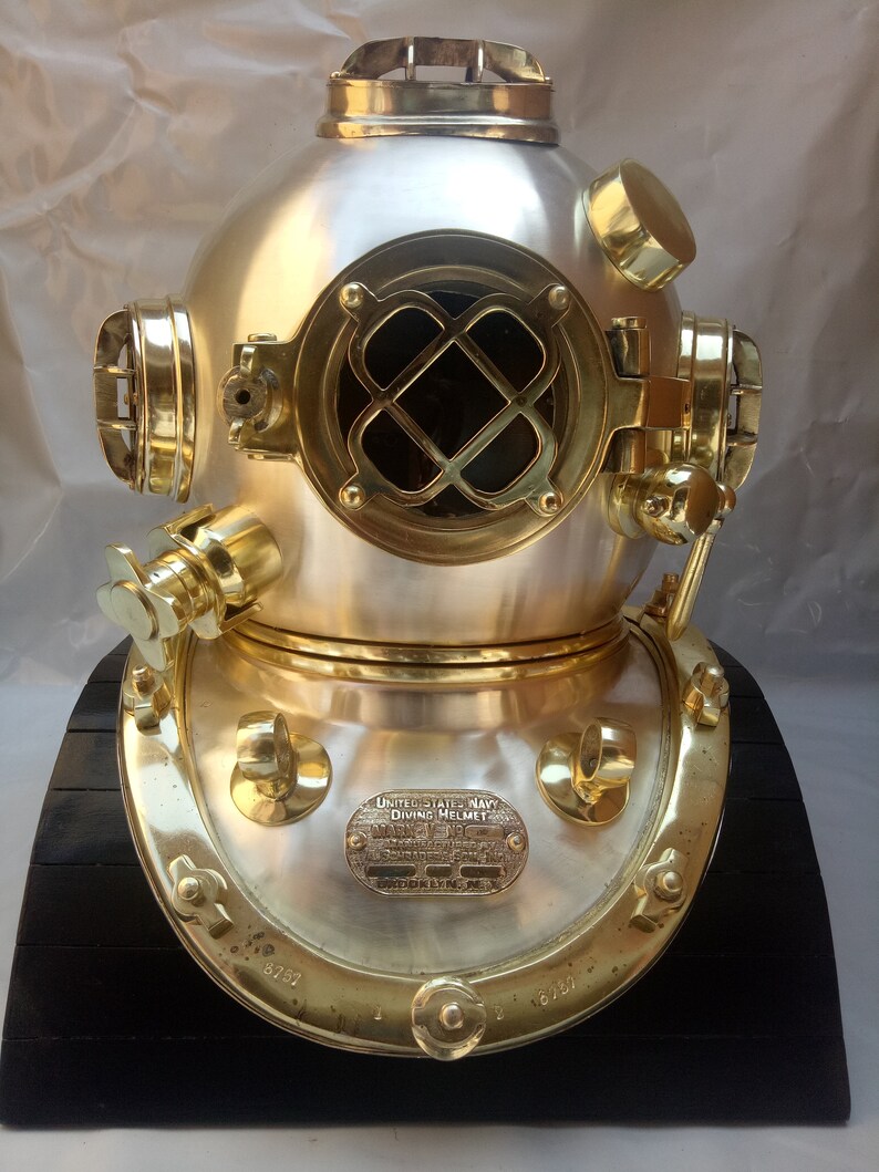 Antique Vintage Diving Divers Helmet Solid Steel US Navy Mark V Full ...